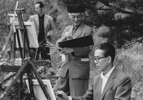 1961年頃 蓼科高原にて（左より：桜田精一、鬼頭鍋三郎、小川博史）
